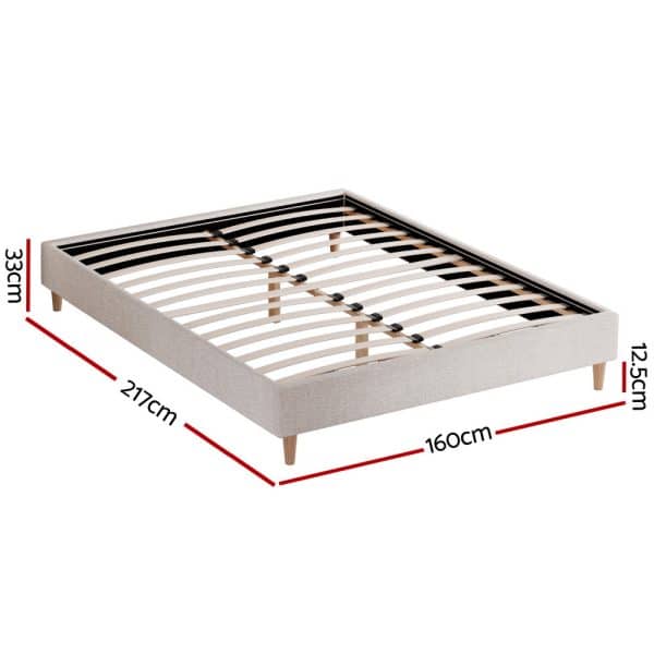 Artiss Bed Frame Queen Size Beige ZORA - Image 2