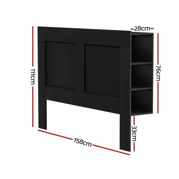 Artiss Bed Head Headboard Queen with Shelves - CABI Black - Image 2
