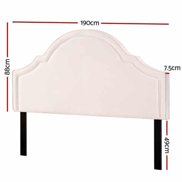Artiss Bed Frame Bed Head Headboard King Velvet IRIS Beige - Image 2