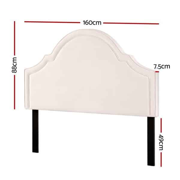 Artiss Bed Frame Bed Head Headboard Queen Velvet IRIS Beige - Image 2
