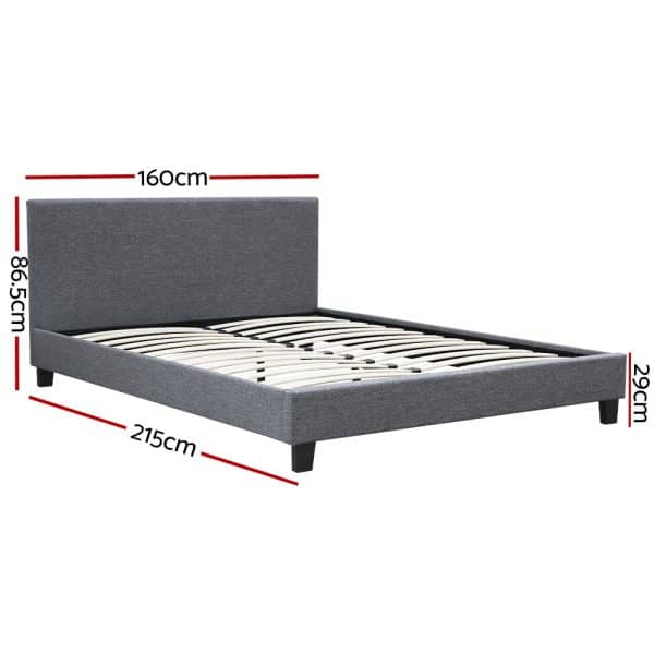 Artiss Bed Frame Queen Size Grey NEO - Image 2