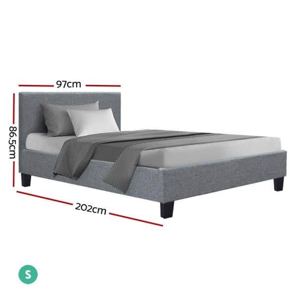 Artiss Bed Frame Single Size Grey NEO - Image 2