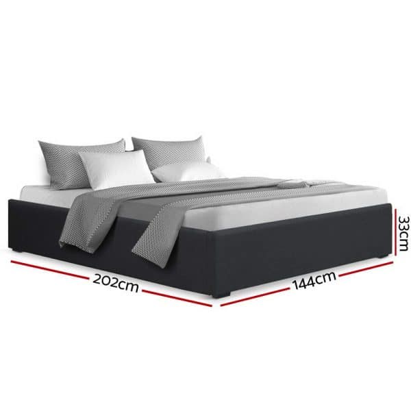Artiss Bed Frame Double Size Gas Lift Base Charcoal TOKI - Image 2