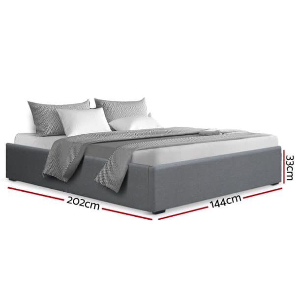 Artiss Bed Frame Double Size Gas Lift Base Grey TOKI - Image 2