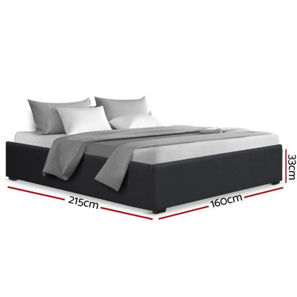 Artiss Bed Frame Queen Size Gas Lift Base Charcoal TOKI - Image 2