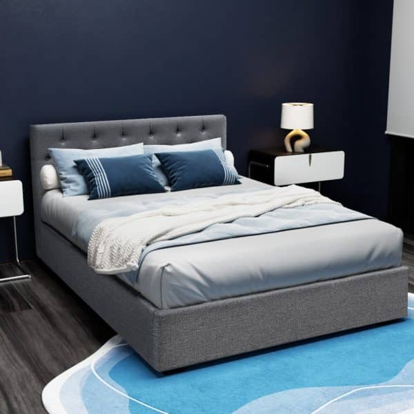 Artiss Bed Frame Double Size Gas Lift Grey VILA - Image 2