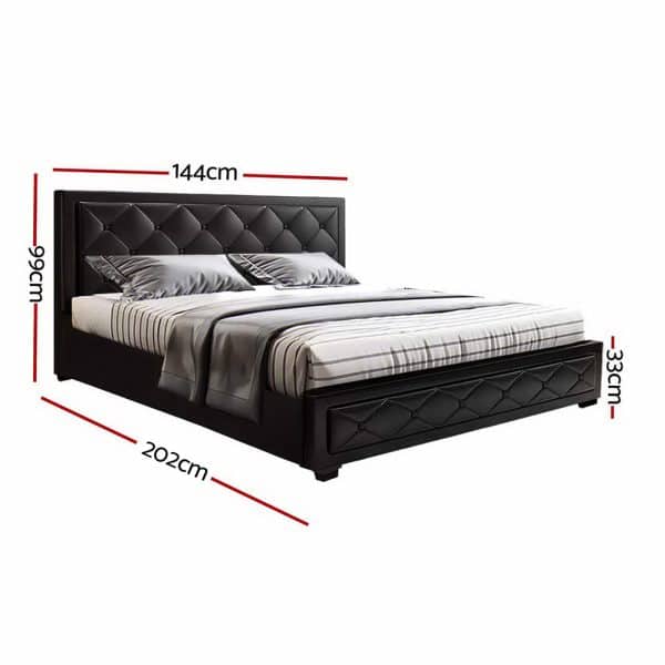 Artiss Bed Frame Double Size Gas Lift Black TIYO - Image 2