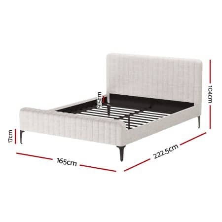Artiss Bed Frame Queen Size Beige AMMY - Image 2
