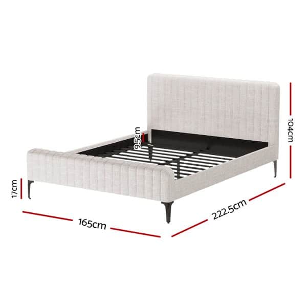 Artiss Bed Frame Queen Size Beige AMMY - Image 2