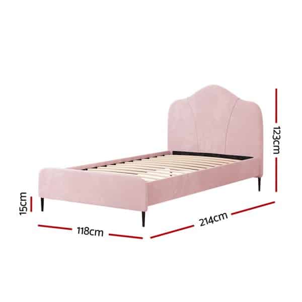 Artiss Bed Frame King Single Size Velvet Pink OLAN - Image 2