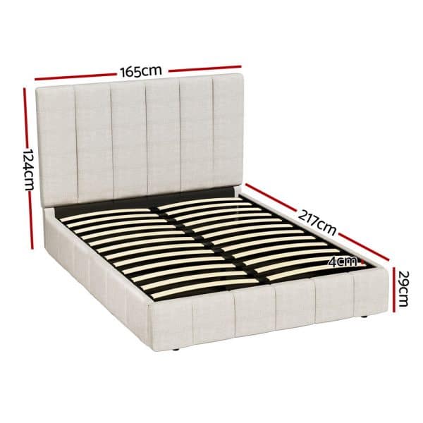 Artiss Bed Frame Queen Size Beige TETTE - Image 2