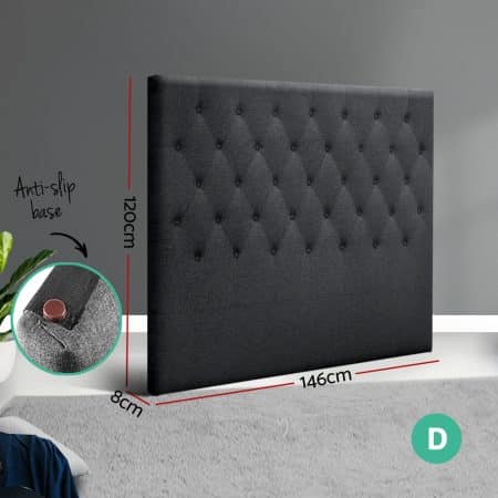 Artiss Bed Head Double Size Fabric - CAPPI Charcoal - Image 2