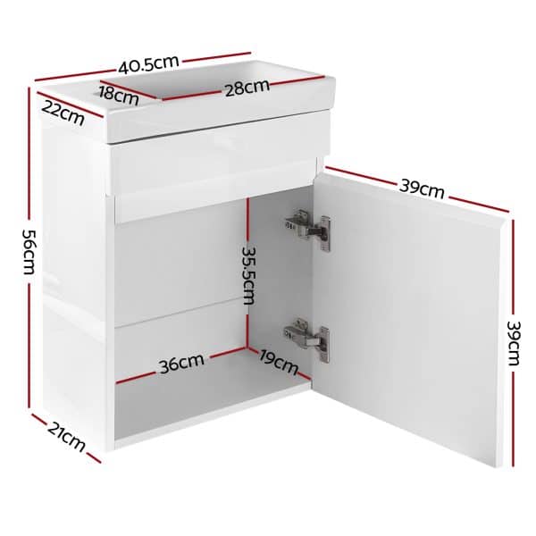 Cefito Vanity Unit 400mm with Basin White - Image 2
