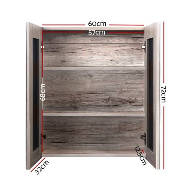 Cefito Bathroom Mirror Cabinet 600x720mm Oak - Image 2