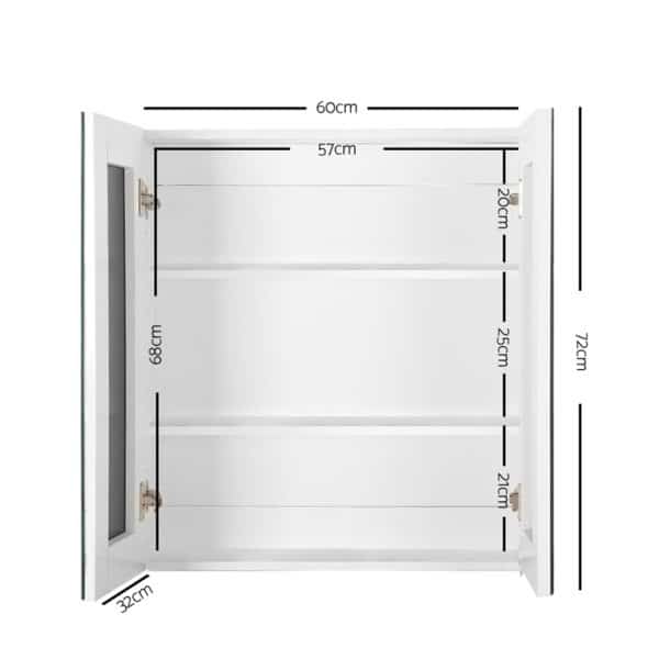 Cefito Bathroom Mirror Cabinet 600x720mm White - Image 2
