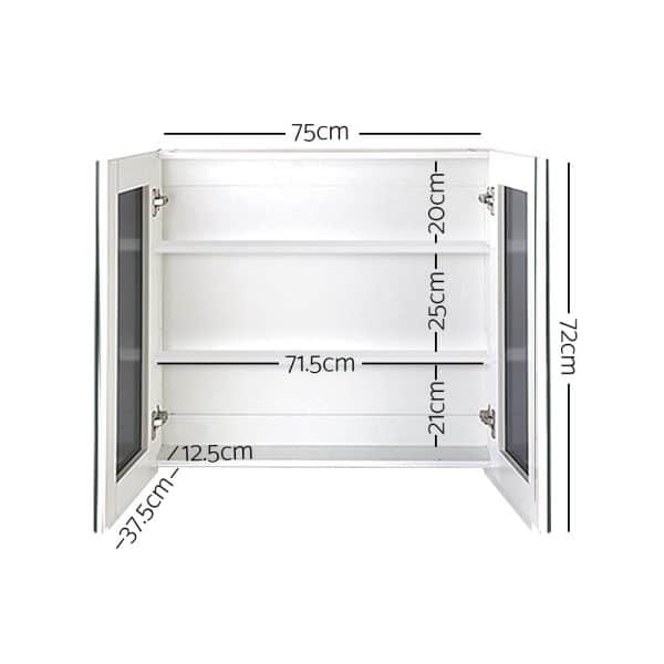 Cefito Bathroom Mirror Cabinet 750x720mm White - Image 2