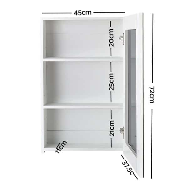 Cefito Bathroom Mirror Cabinet 450x720mm White - Image 2