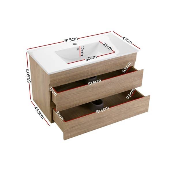 Cefito Vanity Unit 915mm with Basin Oak - Image 2