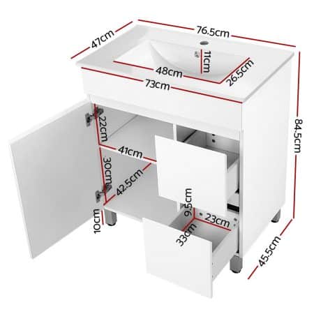 Cefito Vanity Unit 765mm Freestanding Basin Cabinet - Image 2