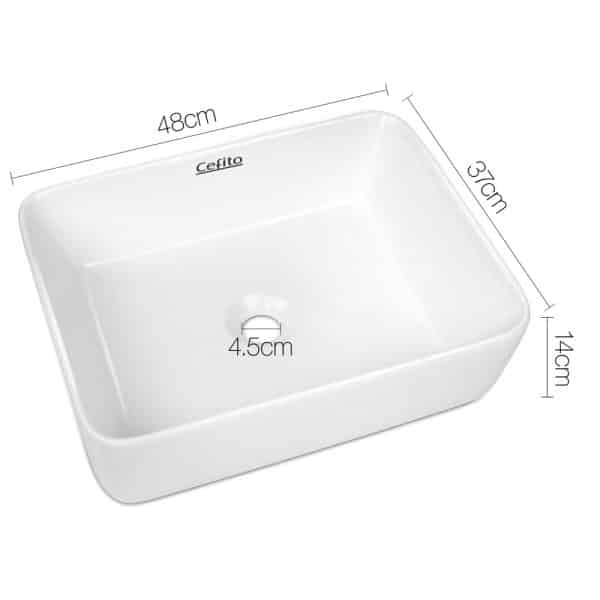 Cefito Bathroom Basin Ceramic Vanity Sink Hand Wash Bowl 48x37cm White - Image 2