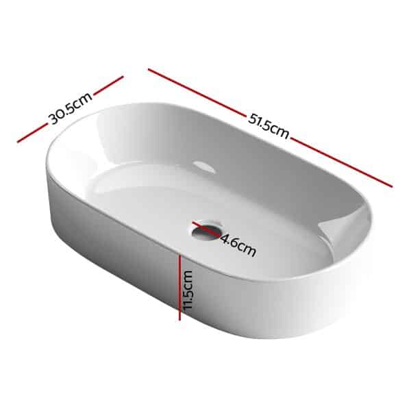 Cefito Bathroom Basin Ceramic Vanity Sink Hand Wash Bowl 52x31cm - Image 2