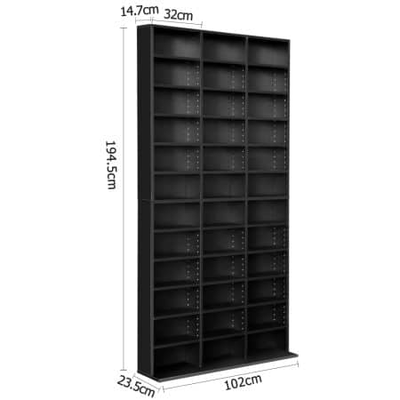 Artiss Bookshelf CD Storage Rack - BERT Black - Image 2