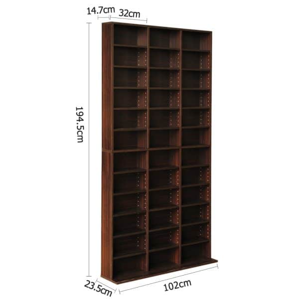 Artiss Bookshelf CD Storage Rack - BERT Brown - Image 2