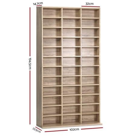 Artiss Bookshelf CD Storage Rack - BERT Oak - Image 2