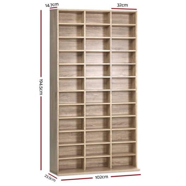 Artiss Bookshelf CD Storage Rack - BERT Oak - Image 2