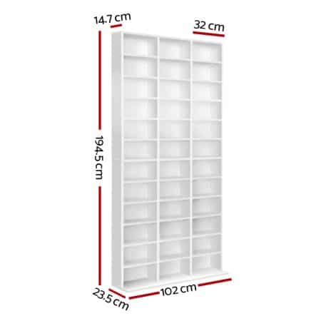 Artiss Bookshelf CD Storage Rack - BERT White - Image 2