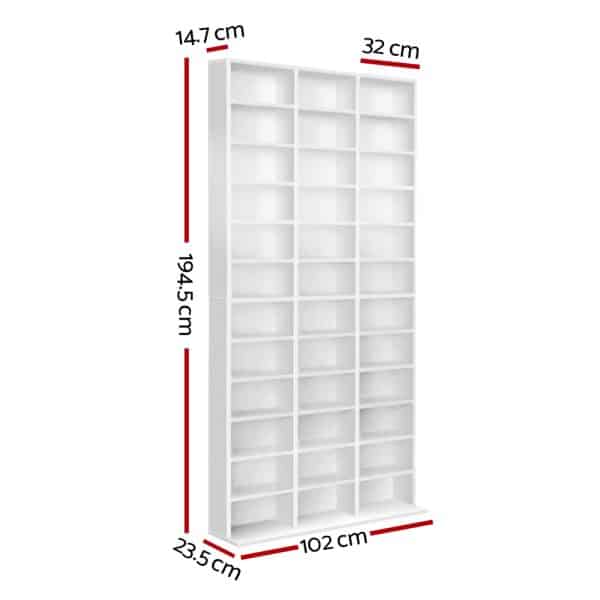 Artiss Bookshelf CD Storage Rack - BERT White - Image 2