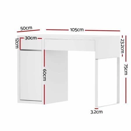 Artiss Computer Desk Drawer Cabinet White - Image 2