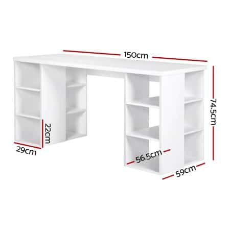 Artiss Computer Desk Bookshelf White 150CM - Image 2