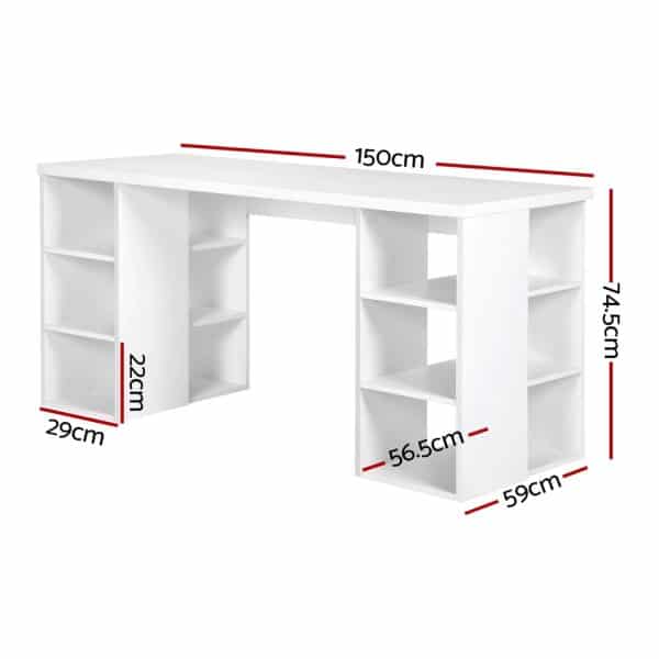 Artiss Computer Desk Bookshelf White 150CM - Image 2