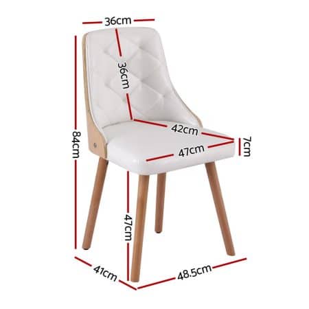 1 Set of 2 Artiss Dining Chairs White PU - Image 2