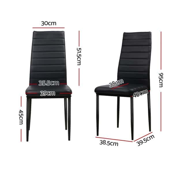 Artiss Dining Chairs Set of 4 Leather Channel Tufted Black - Image 2