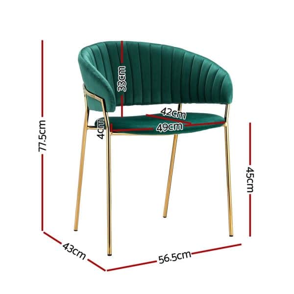 Artiss Dining Chairs Set of 2 Velvet Hollow Armchair Green - Image 2