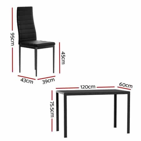 Artiss Dining Chairs and Table Dining Set 6 Chair Set Of 7 Black - Image 2