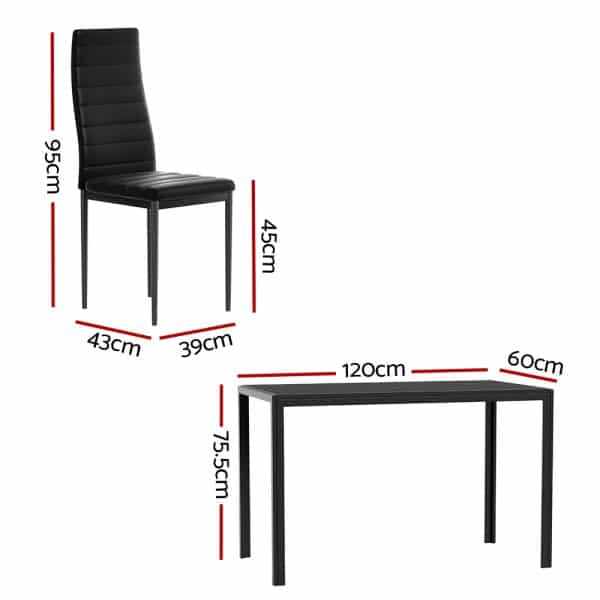 Artiss Dining Chairs and Table Dining Set 6 Chair Set Of 7 Black - Image 2
