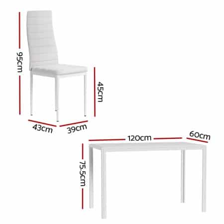 Artiss Dining Chairs and Table Dining Set 6 Chair Set Of 7 White - Image 2