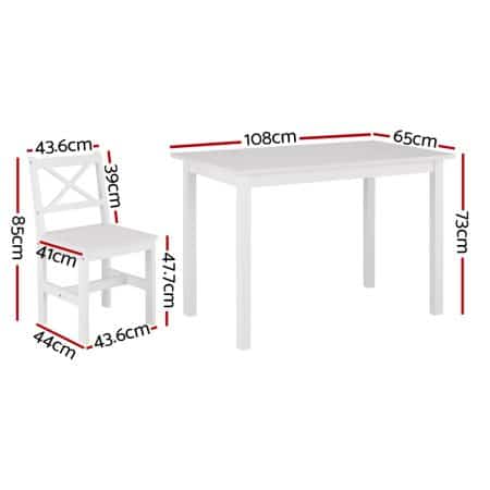 Artiss Dining Chairs and Table Dining Set 4 Cafe Chairs Set Of 5 4 Seater White - Image 2