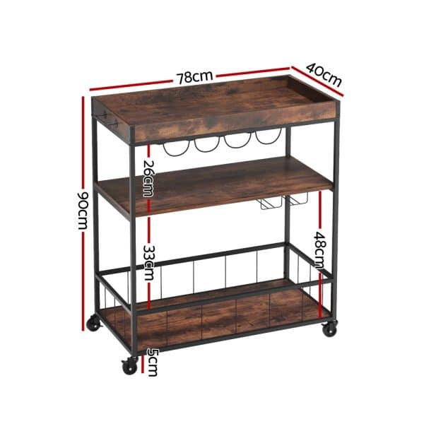 Artiss Kitchen Island Rolling Serving Cart - Image 2