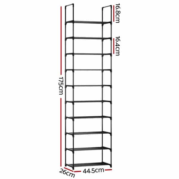 Artiss Shoe Rack DIY Stackable 10-tier Black Dunn - Image 2