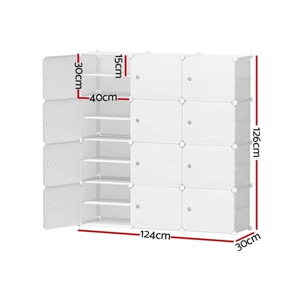 Artiss Shoe Rack DIY 12 Storage Cube Stackable White - Image 2