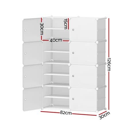 Artiss Shoe Box DIY Set of 8 Storage Cube Stackable White - Image 2