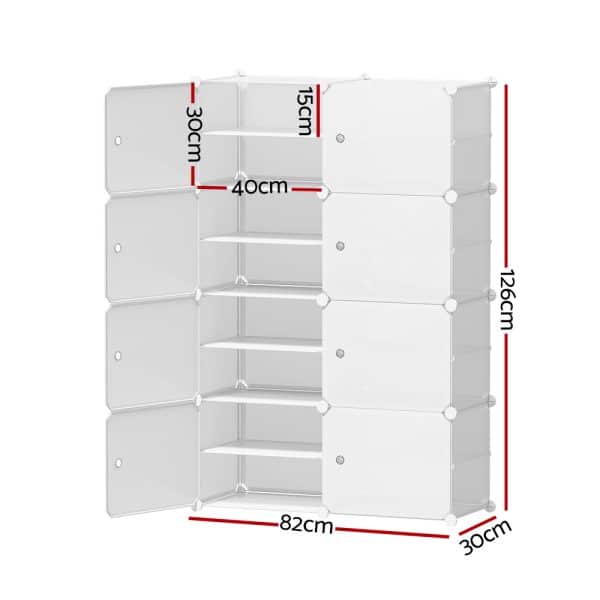 Artiss Shoe Box DIY Set of 8 Storage Cube Stackable White - Image 2
