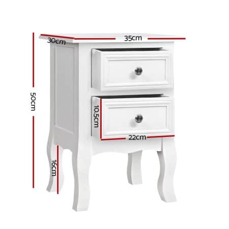 Artiss Bedside Table 2 Drawers - BISSET White - Image 2