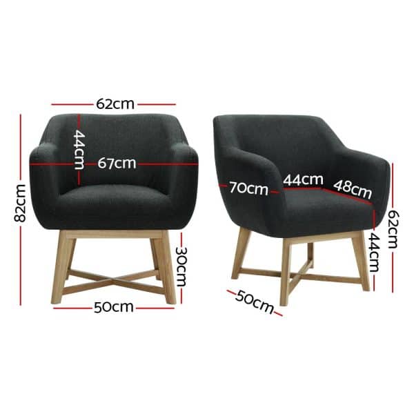Artiss Aston Tub Accent Chair Charcoal - Image 2