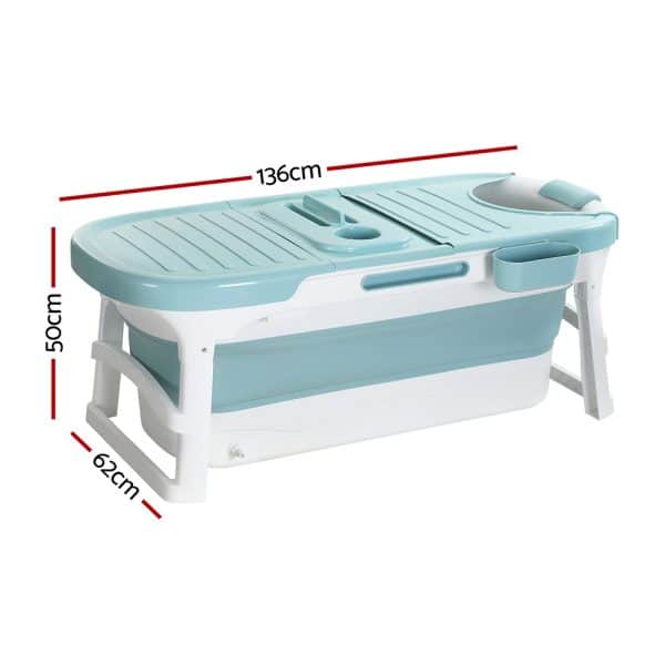 Weisshorn Foldable Bathtub Portable Folding Water Spa with Cover Plate 136x62cm - Image 2