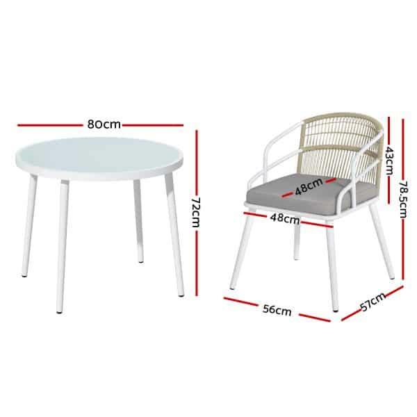 Gardeon Outdoor Dining Set 5 Piece Aluminum Table Chairs Setting White - Image 2